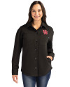Houston Cougars Cutter & Buck Roam Epic Versatility Recycled Womens Shirt Jacket Black Front Thumbnail Image