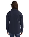 Michigan Wolverines Cutter & Buck Roam Epic Versatility Recycled Womens Shirt Jacket Navy Blue Back Thumbnail Image