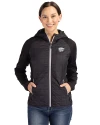 Kansas State Wildcats Cutter & Buck Rainier Primaloft Womens Eco Full Zip Hybrid Jacket Black Front Thumbnail Image