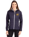View image 1: Cal Golden Bears Cutter & Buck Rainier Recycled Insulated Hybrid Puffer Womens Full Zip Jacket Dark Navy Front