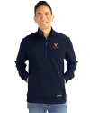 Virginia Cavaliers Cutter & Buck Roam Epic Versatility Recycled Quarter Zip Mens Pullover Navy Blue Front Thumbnail Image