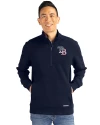 Tampa Bay Rays Stars & Stripes Cutter & Buck Roam Epic Versatility Recycled Quarter Zip Mens Pullover Navy Blue Front Thumbnail Image