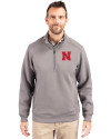Nebraska Cornhuskers Cutter & Buck Roam Epic Versatility Recycled Quarter Zip Mens Pullover Elemental Grey Front Thumbnail Image