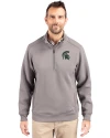 Michigan State Spartans Cutter & Buck Roam Epic Versatility Recycled Quarter Zip Mens Pullover Elemental Grey Front Thumbnail Image