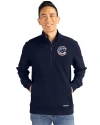 Chicago Cubs Stars & Stripes Cutter & Buck Roam Epic Versatility Recycled Quarter Zip Mens Pullover Navy Blue Front Thumbnail Image