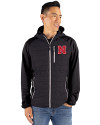 Nebraska Cornhuskers Cutter & Buck Rainier Primaloft Mens Eco Full Zip Hybrid Jacket Black Front Thumbnail Image