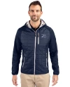 Jackson State Tigers Cutter & Buck Rainier Primaloft Mens Eco Full Zip Hybrid Jacket Dark Navy Front Thumbnail Image