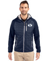 Brigham Young Cougars Cutter & Buck Rainier Primaloft Mens Eco Full Zip Hybrid Jacket Dark Navy Front Thumbnail Image