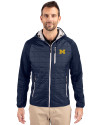 Michigan Wolverines Cutter & Buck Rainier Primaloft Mens Eco Full Zip Hybrid Jacket Dark Navy Front Thumbnail Image