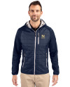 Navy Midshipmen Cutter & Buck Rainier Primaloft Mens Eco Full Zip Hybrid Jacket Dark Navy Front Thumbnail Image