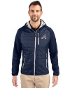 Atlanta Braves Stars & Stripes Cutter & Buck Rainier Primaloft Mens Eco Full Zip Hybrid Jacket Dark Navy Front Thumbnail Image