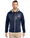 View image 1: New York Yankees Stars & Stripes Cutter & Buck Rainier Recycled Insulated Hybrid Puffer Mens Full Zip Jacket Dark Navy Front