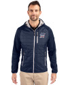 Miami Marlins Stars & Stripes Cutter & Buck Rainier Primaloft Mens Eco Full Zip Hybrid Jacket Dark Navy Front Thumbnail Image
