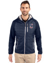Cleveland Guardians Stars & Stripes Cutter & Buck Rainier Primaloft Mens Eco Full Zip Hybrid Jacket Dark Navy Front Thumbnail Image