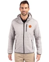 Clemson Tigers Cutter & Buck Rainier Primaloft Eco Mens Full Zip Hooded Jacket Polished Medium Gray Front Thumbnail Image