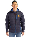 ETSU Buccaneers Cutter & Buck Rainier Primaloft Eco Mens Full Zip Hooded Jacket Dark Navy Front Thumbnail Image