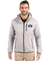 Brigham Young Cougars Cutter & Buck Rainier Primaloft Eco Mens Full Zip Hooded Jacket Polished Medium Gray Front Thumbnail Image
