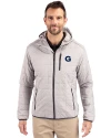 Georgetown Hoyas Cutter & Buck Rainier Primaloft Eco Mens Full Zip Hooded Jacket Polished Medium Gray Front Thumbnail Image