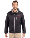 View image 1: Louisville Cardinals Cutter & Buck Rainier Recycled Insulated Puffer Mens Full Zip Hooded Jacket Black Front