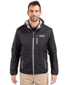 NYU Violets Cutter & Buck Rainier Primaloft Eco Mens Full Zip Hooded Jacket Black Front Thumbnail Image