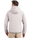 NYU Violets Cutter & Buck Rainier Primaloft Eco Mens Full Zip Hooded Jacket Polished Medium Gray Back Thumbnail Image