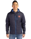 Auburn Tigers Cutter & Buck Rainier Primaloft Eco Mens Full Zip Hooded Jacket Dark Navy Front Thumbnail Image