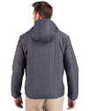 New York Mets Stars & Stripes Cutter & Buck Rainier Primaloft Eco Mens Full Zip Hooded Jacket Anthracite Melange Back Thumbnail Image