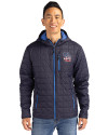 San Diego Padres Stars & Stripes Cutter & Buck Rainier Primaloft Eco Mens Full Zip Hooded Jacket Dark Navy Front Thumbnail Image