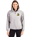 Oregon Ducks Cutter & Buck Charter Eco Recycled Womens Anorak Jacket Polished Medium Gray Front Thumbnail Image