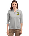 Oregon Ducks Cutter & Buck Virtue Eco Pique Recycled Half Zip Pullover Womens Hoodie Polished Medium Gray Front Thumbnail Image