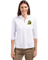 Oregon Ducks Cutter & Buck Virtue Eco Pique Recycled Half Zip Pullover Womens Hoodie White Front Thumbnail Image