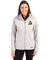 Oregon Ducks Cutter & Buck Evoke Softshell Recycled Full Zip Womens Jacket CONCRETE Front Thumbnail Image