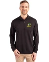 Oregon Ducks Cutter & Buck Virtue Eco Pique Recycled Quarter Zip Mens Big & Tall Pullover Black Front Thumbnail Image