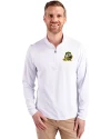 Oregon Ducks Cutter & Buck Virtue Eco Pique Recycled Quarter Zip Mens Big & Tall Pullover White Front Thumbnail Image
