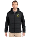 Oregon Ducks Cutter & Buck Evoke Hybrid Eco Softshell Recycled Full Zip Mens Big & Tall Hooded Jacket Black Front Thumbnail Image
