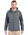 Oregon Ducks Cutter & Buck Evoke Hybrid Eco Softshell Recycled Full Zip Mens Big & Tall Hooded Jacket Elemental Grey Front Thumbnail Image