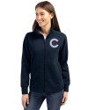 Chicago Cubs City Connect Cutter & Buck Roam Epic Versatility Full Zip Recycled Womens Jacket Navy Blue Front Thumbnail Image