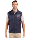 Detroit Tigers Stars & Stripes Cutter & Buck Stealth Hybrid Quilted Mens Big and Tall Windbreaker Vest Liberty Navy Front Thumbnail Image