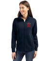 Los Angeles Angels City Connect Cutter & Buck Roam Epic Versatility Full Zip Recycled Womens Jacket Navy Blue Front Thumbnail Image
