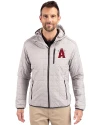 Los Angeles Angels City Connect Cutter & Buck Rainier Primaloft Eco Mens Full Zip Hooded Jacket Polished Medium Gray Front Thumbnail Image
