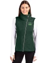 Marshall Thundering Herd Cutter & Buck Mainsail Sweater Knit Womens Asymmetrical Vest Hunter Heather Front Thumbnail Image