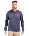 Houston Astros Stars & Stripes Cutter & Buck Stealth Heathered Mens Big and Tall  Quarter Zip Pullover Liberty Navy Front Thumbnail Image