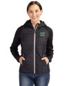 Marshall Thundering Herd Cutter & Buck Rainier Primaloft Womens Eco Full Zip Hybrid Jacket Black Front Thumbnail Image