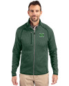 Marshall Thundering Herd Cutter & Buck Mainsail Sweater-Knit Mens Full Zip Jacket Hunter Heather Front Thumbnail Image