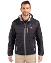 View image 1: Buffalo Bisons Cutter & Buck Rainier Recycled Insulated Puffer Mens Full Zip Hooded Jacket Black Front