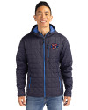 Jacksonville Jumbo Shrimp Cutter & Buck Rainier Primaloft Eco Mens Full Zip Hooded Jacket Dark Navy Front Thumbnail Image