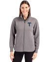 View image 1: Tulsa Drillers Cutter & Buck Roam Recycled Buttery-Soft Knit Womens Full Zip Jacket Elemental Grey Front