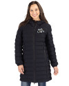 Omaha Storm Chasers Cutter & Buck Mission Ridge Repreve Eco Insulated Womens Long Puffer Jacket Black Front Thumbnail Image