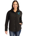 Charlotte Knights Cutter & Buck Roam Epic Versatility Recycled Womens Shirt Jacket Black Front Thumbnail Image