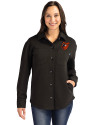 Baltimore Orioles Cooperstown Cutter & Buck Roam Epic Versatility Recycled Womens Shirt Jacket Black Front Thumbnail Image